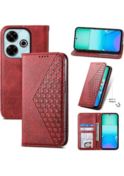 Xiaomi Poco M6 Pro 4g Için Flip Case El Kayışı Standı Günlük Kullanım Eşkenar Dörtgen (Yurt Dışından)