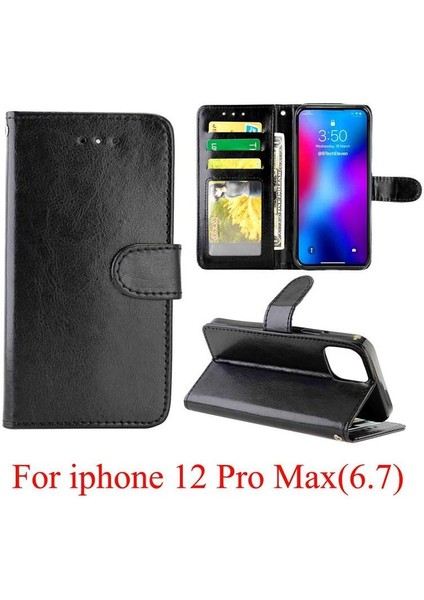 IPhone 12 Için Flip Case Pro Max Darbeye Pu Deri Manyetik Kapatma (Yurt Dışından)