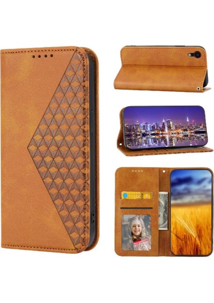 IPhone Xr Günlük Kullanım Için Flip Case Eşkenar Dörtgen Şekli Cüzdan Standı El Kayışı (Yurt Dışından)