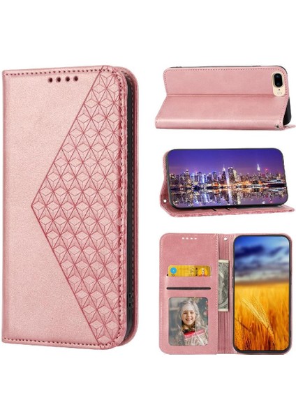 IPhone 7/8 Için Flip Case Eşkenar Dörtgen Şekli Günlük Kullanım Standı Cüzdan El Kayışı (Yurt Dışından)