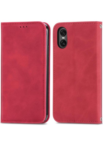 Sony Xperia 10 Vı Için Flip Case Cüzdan Basit Iş Deri Kılıf Flip (Yurt Dışından)