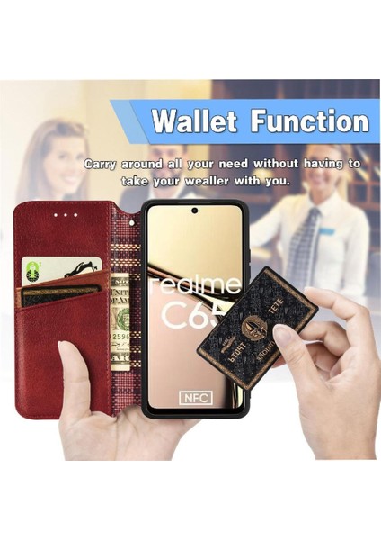 Realme C65 Için Flip Case Moda Tasarım Deri Kılıf Kapak Kapak Cüzdan (Yurt Dışından) fırsatları
