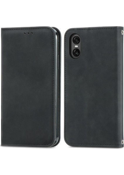 Sony Xperia 10 Vı Için Flip Case Cüzdan Basit Iş Deri Kılıf Flip (Yurt Dışından)