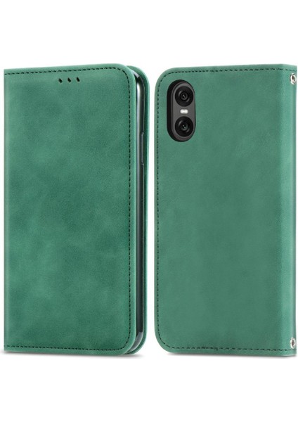 Sony Xperia 10 Vı Için Flip Case Cüzdan Basit Iş Deri Kılıf Flip (Yurt Dışından)