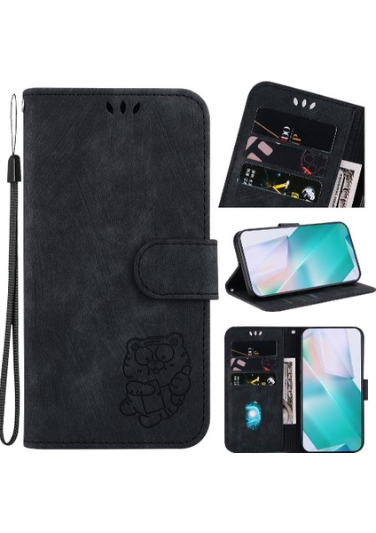 Tecno Camon 30 Premier Kabartmalı Sevimli Kaplan Flip Folio Kart Kapak Için Kılıf (Yurt Dışından)