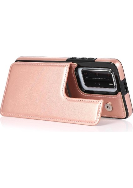 Huawei P40 Kart Yuvaları Için Cüzdan Durumda Çift Manyetik Toka Kickstand Pu (Yurt Dışından) fiyatları