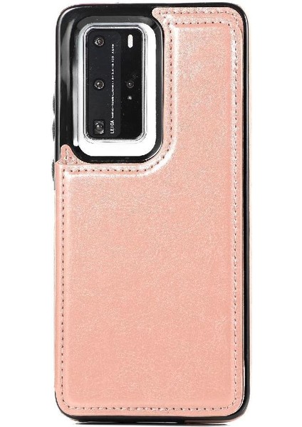 Huawei P40 Kart Yuvaları Için Cüzdan Durumda Çift Manyetik Toka Kickstand Pu (Yurt Dışından) fırsatları