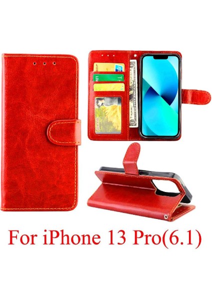 IPhone 13 Için Flip Case Pro Pu Deri Manyetik Kapatma Kickstand Kart (Yurt Dışından) modelleri
