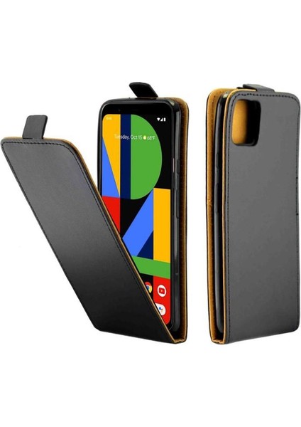 Google Piksel 4 Xl Için Dikey Flip Case Kart Yuvası Tpu Deri Koruyucu (Yurt Dışından)