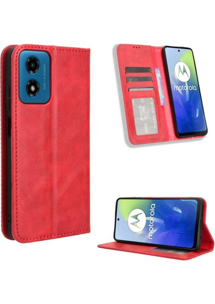 Motorola Moto G24/G24 Güç Cüzdan Manyetik Kapatma Pu Deri Kılıf (Yurt Dışından)