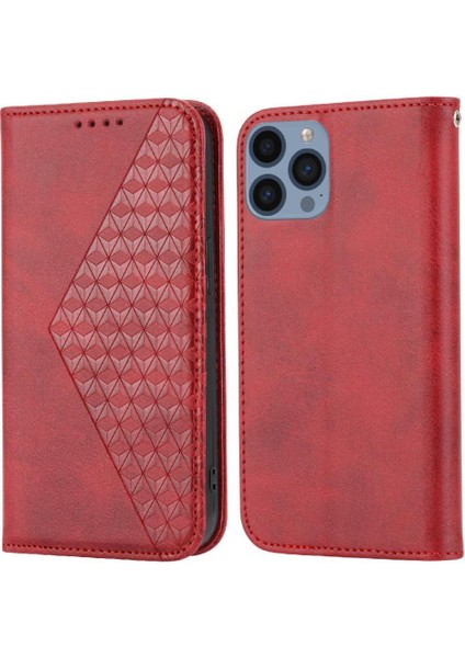 IPhone 12 Için Flip Case Pro Max Eşkenar Dörtgen Şekli El Kayışı Standı Cüzdan Kullanımı (Yurt Dışından)