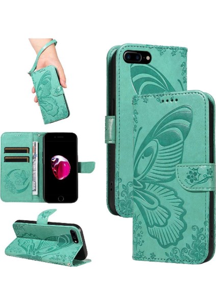 IPhone 6 Için Flip Case Artı/6s Artı Kredi Kartı Yuvası ile Kabartmalı El (Yurt Dışından)