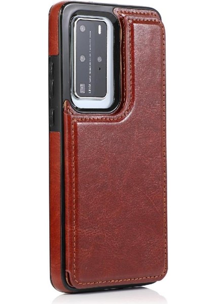 Huawei P40 Kart Yuvaları Için Cüzdan Durumda Çift Manyetik Toka Kickstand Pu (Yurt Dışından) fırsatları
