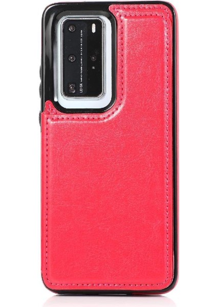 Huawei P40 Kart Yuvaları Için Cüzdan Durumda Çift Manyetik Toka Kickstand Pu (Yurt Dışından) indirimleri