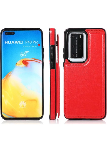 Huawei P40 Kart Yuvaları Için Cüzdan Durumda Çift Manyetik Toka Kickstand Pu (Yurt Dışından) fırsatları