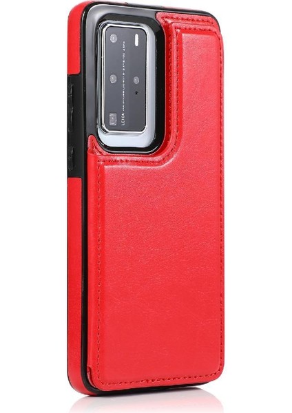 Huawei P40 Kart Yuvaları Için Cüzdan Durumda Çift Manyetik Toka Kickstand Pu (Yurt Dışından) indirimleri