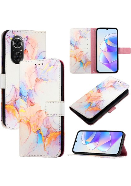 Onur Için Kılıf 50 Se Cüzdan Kickstand Pu Deri Mermer Desen (Yurt Dışından)
