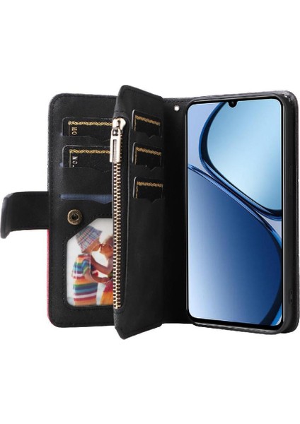 Realme C61 Fermuar Cüzdan Tarzı Kickstand Koruyucu Dokuz Kart (Yurt Dışından) modelleri