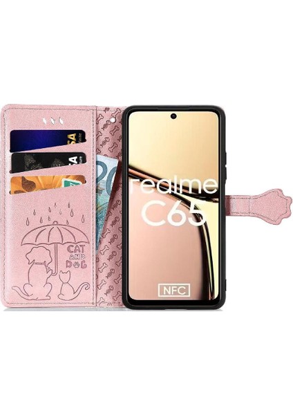 Realme C65 Için Flip Case Kısa Kayış Kapak Kapak Karikatür Hayvanlar Deri (Yurt Dışından) modelleri
