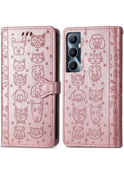 Realme C65 Için Flip Case Kısa Kayış Kapak Kapak Karikatür Hayvanlar Deri (Yurt Dışından) fırsatları