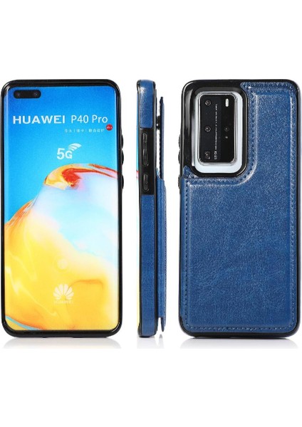 Cüzdan Kılıf Için Huawei P40 Pro Çift Manyetik Toka Kart Yuvaları Pu ile (Yurt Dışından)