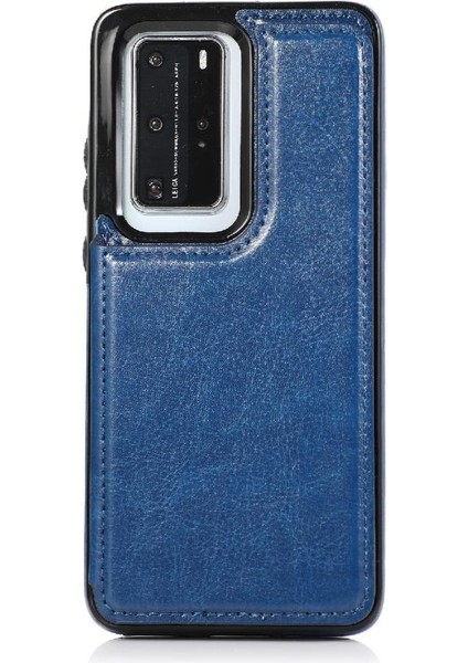 Cüzdan Kılıf Için Huawei P40 Pro Çift Manyetik Toka Kart Yuvaları Pu ile (Yurt Dışından) modelleri