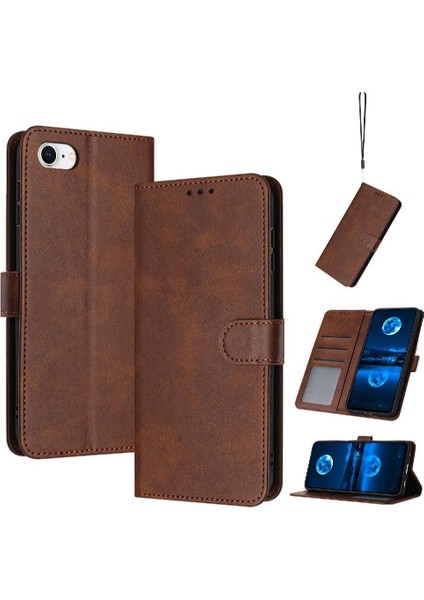 Kart Yuvası ile IPhone 7/8 Saf Renk Için Flip Case Pu Deri ile (Yurt Dışından)