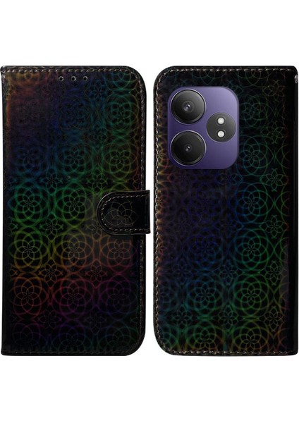Realme Gt 6 Glitter Renkli Cüzdan Kılıf Için Flip Case Kart Yuvası Premium (Yurt Dışından)