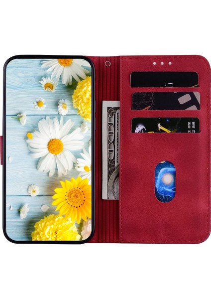 Realme Gt 6 Kabartmalı Zambak Manyetik Kickstand Cüzdan Kartı Için Flip Case (Yurt Dışından)