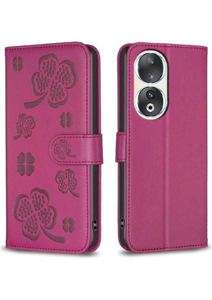 Onur Için Flip Case 90 5g Pu Deri Yonca Çiçek Kart Yuvaları Tutucu (Yurt Dışından)