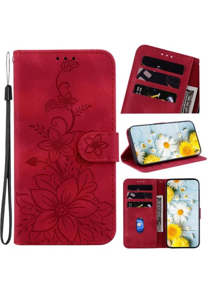 Realme Gt 6t Için Flip Case Kart Tutucu Cüzdan Manyetik Kickstand Kabartmalı (Yurt Dışından)