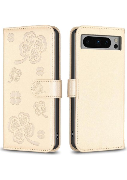 Google Piksel 8 Pro Çok Renkli Pu Deri Cüzdan Yonca Kartı Için Flip Case (Yurt Dışından)