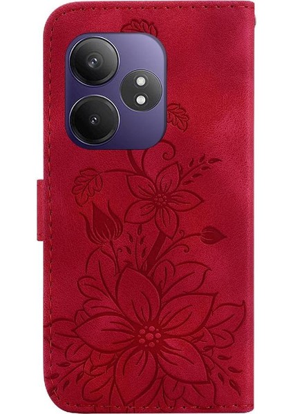 Realme Gt 6t Için Flip Case Kart Tutucu Cüzdan Manyetik Kickstand Kabartmalı (Yurt Dışından)