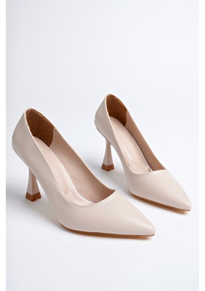 BA04557 Ten Kadın Cilt Sitiletto Kaplama Topuklu Ayakkabı