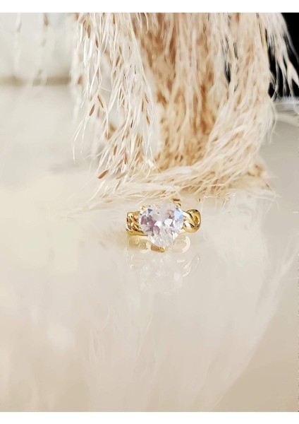 Kalp Model Zirkon Taşlı Model Gold Renkli Kıkırdak Sıkıştırmalı Küpe Earcuff fiyatları