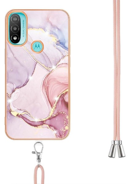 Motoroal Moto E20/E30/E40 Crossbody Kordon Askısı Tampon Mermer Için Kılıf (Yurt Dışından)