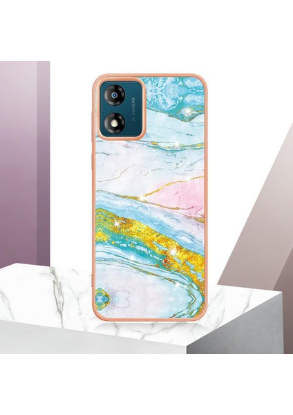 Motorola Moto E7 Güç Koruma Yumuşak Tampon Mermer Desen Ince (Yurt Dışından)