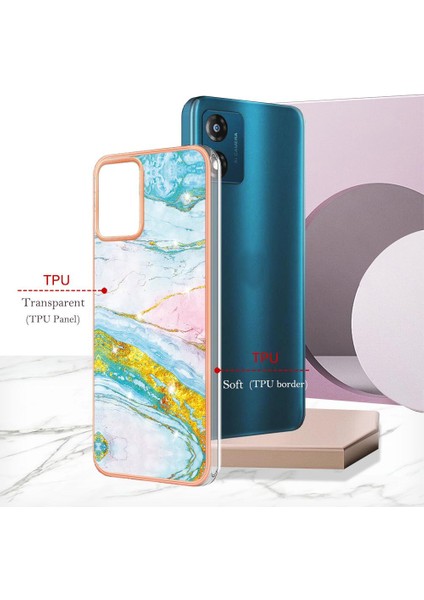 Motorola Moto E7 Güç Koruma Yumuşak Tampon Mermer Desen Ince (Yurt Dışından)