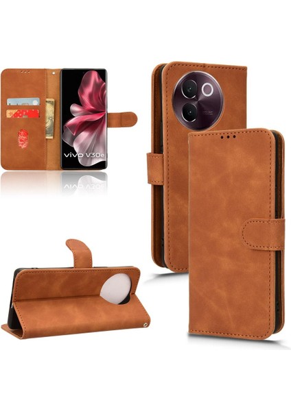 Vivo V30E 5g Kart Ekleme Koruyucu Kapak Için Kılıf Deri Folio Kapak (Yurt Dışından)