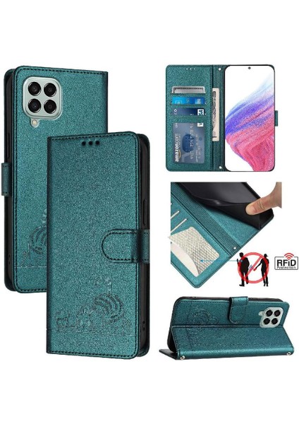 Samsung Galaxy M33 5g Kedi Rfıd Kart Yuvası Tutucu Kickstand Cüzdan (Yurt Dışından)