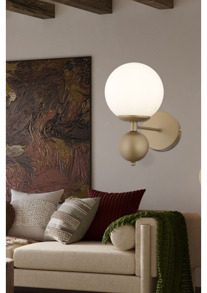 Kuvars Tekli Eskitme Beyaz Camlı Modern Yatak Başı Salon Aplik