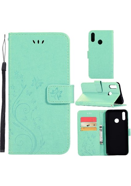 Huawei P Akıllı 2019 Kart Tutucu Için Kickstand Pu Deri Bilek Durumda (Yurt Dışından)