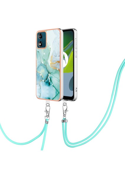 Motoroal Moto E13 Mermer Anti-Scratch Yumuşak Crossbody Kordon Için Kılıf (Yurt Dışından)