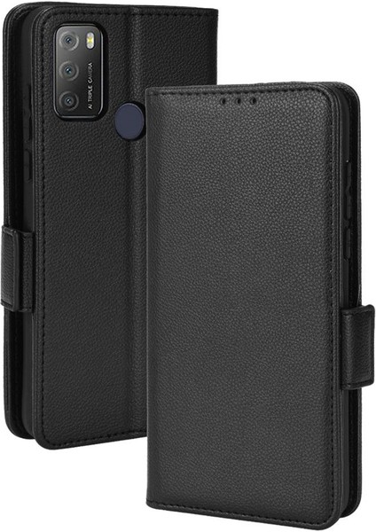 Alcatel 3l 2021 Pu Deri Kart Yuvaları Tutucu Manyetik Yan Toka Için Kılıf (Yurt Dışından)