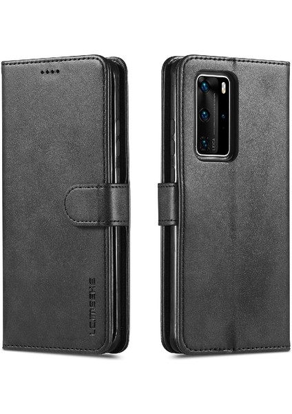 Huawei P40 Buzağı Doku Yatay Kapak Kılıf Için Tutucu ile (Yurt Dışından)