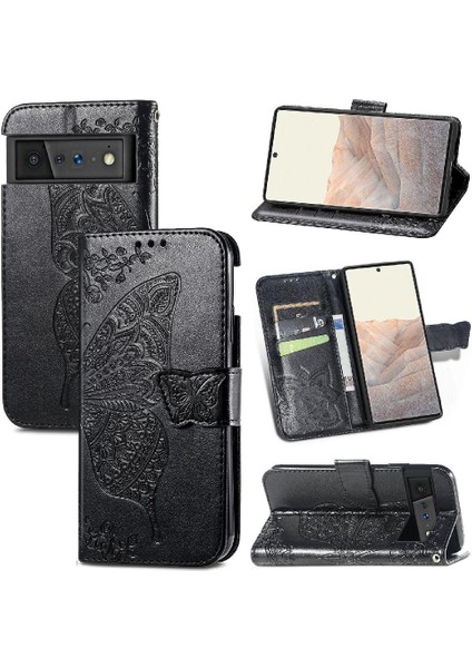 Google Pixel 6 Pro Cüzdan Kanat Iş Çok Renkli Kelebek Için Kılıf (Yurt Dışından)