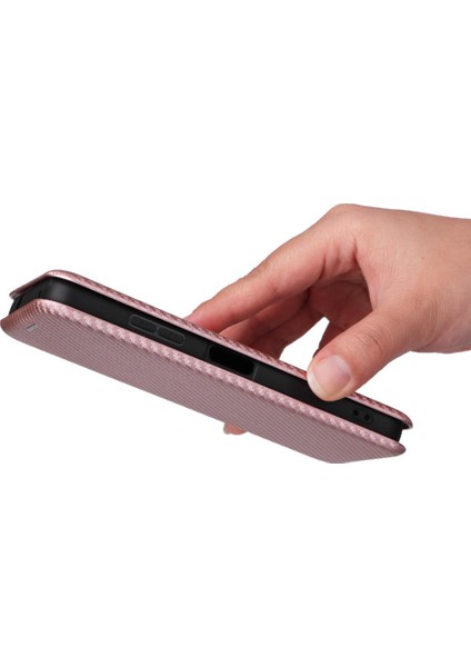 Asus Zenfone 9 Için Kılıf Deri Folio Flip Case Manyetik Karbon Fiber (Yurt Dışından) modelleri
