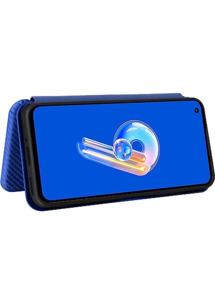 Asus Zenfone 9 Için Kılıf Deri Folio Flip Case Manyetik Karbon Fiber (Yurt Dışından) modelleri