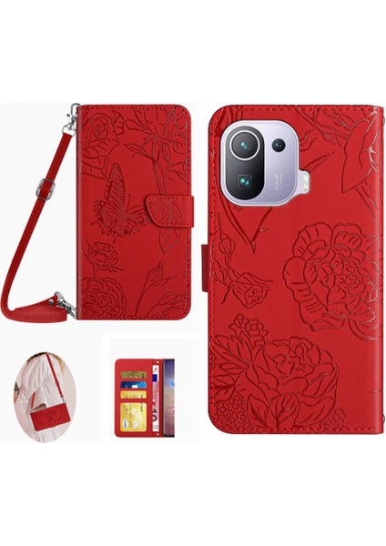 Kart Tutucu ve Uzun Kayış ve Yumuşak ile Xiaomi 11 Pro Telefon Kılıfı (Yurt Dışından)