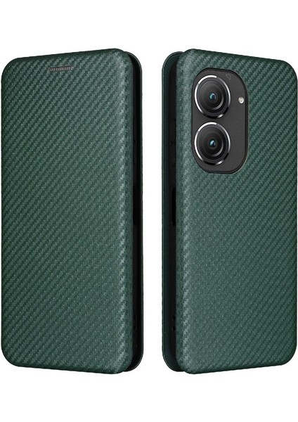 Asus Zenfone 9 Için Kılıf Deri Folio Flip Case Manyetik Karbon Fiber (Yurt Dışından) fiyatları